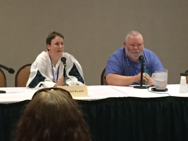 Dorothy Klapp (Grant) and Peter Grant on self-publishing panel