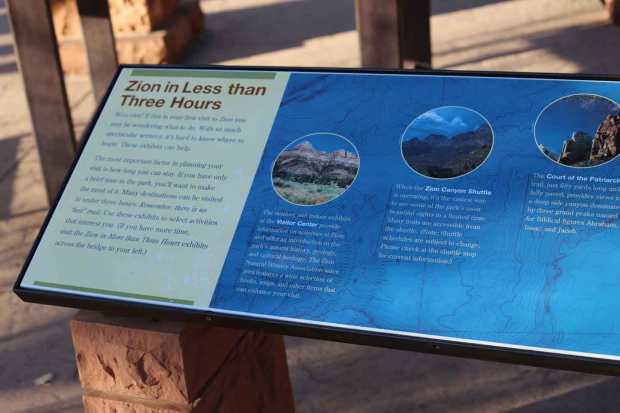 Zion NP "Less Than Three Hours" sign